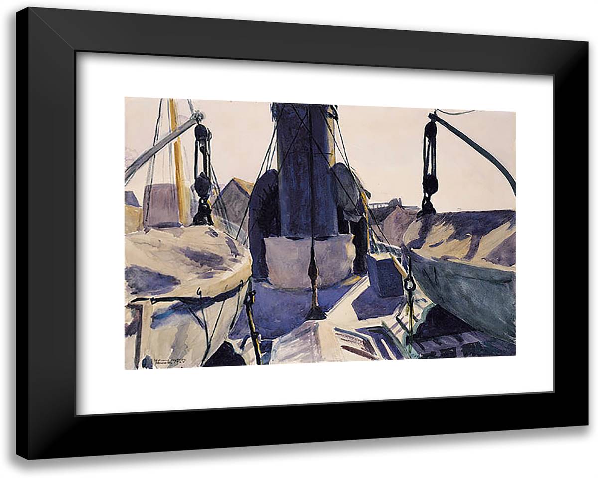 Funell of Trawler 24x19 Black Modern Wood Framed Art Print Poster by Hopper, Edward