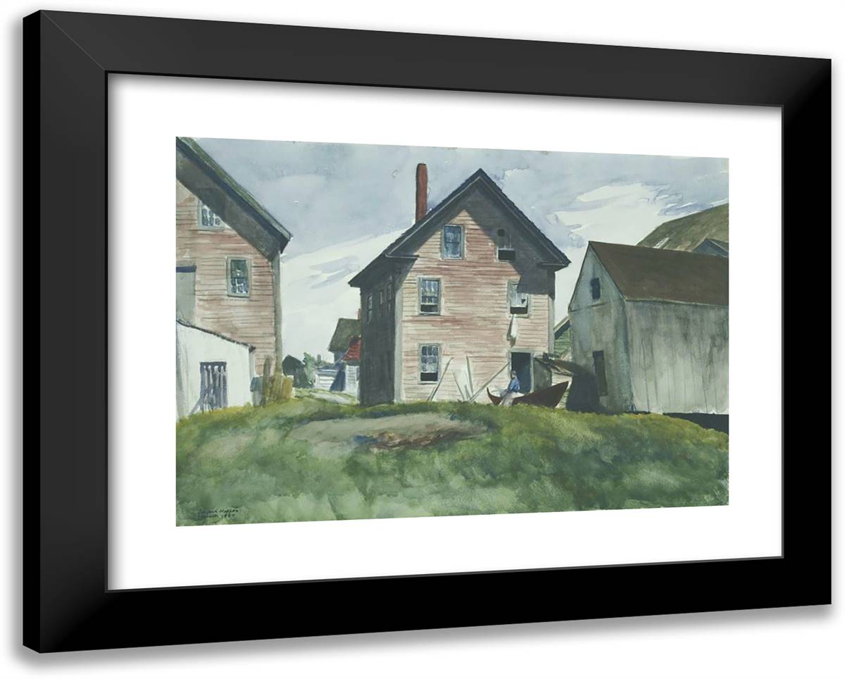 Gloucester Mansion 24x19 Black Modern Wood Framed Art Print Poster by Hopper, Edward