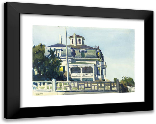 Gloucester Mansions 24x19 Black Modern Wood Framed Art Print Poster by Hopper, Edward