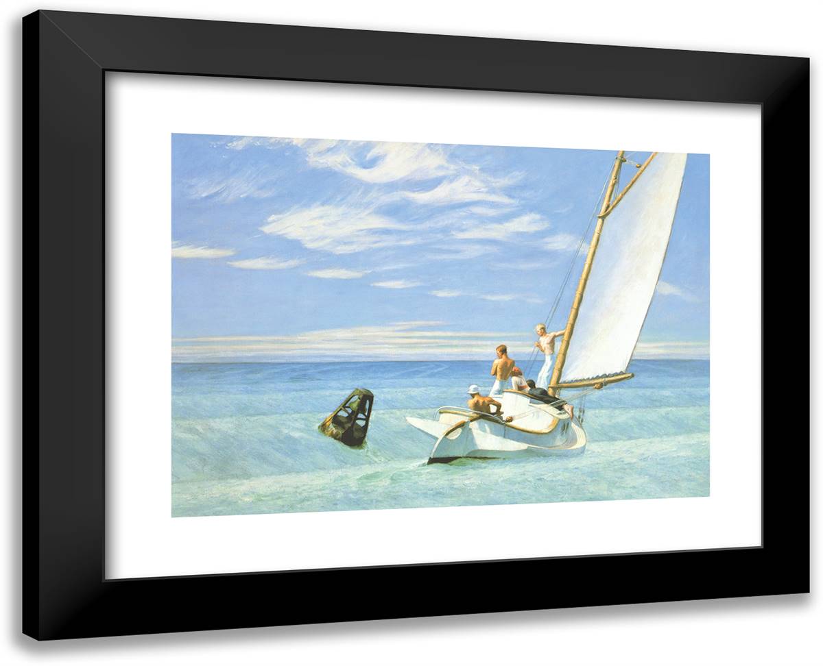 Ground Swell 24x19 Black Modern Wood Framed Art Print Poster by Hopper, Edward