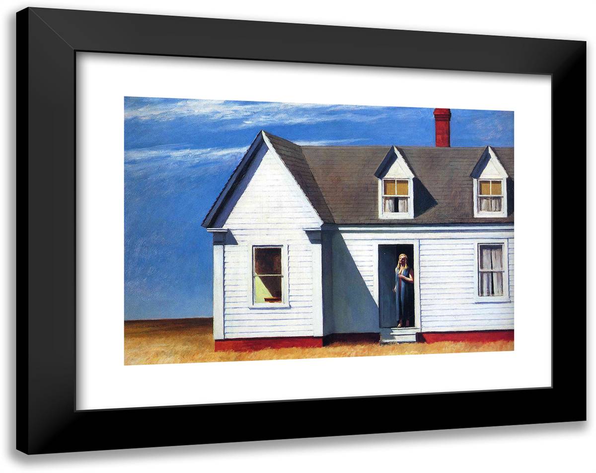 High Noon 24x19 Black Modern Wood Framed Art Print Poster by Hopper, Edward