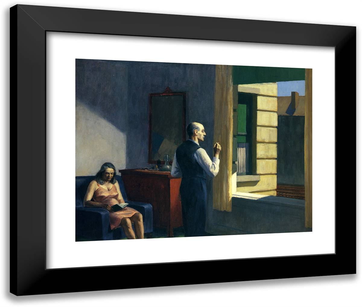 Hotel by a Railroad 24x20 Black Modern Wood Framed Art Print Poster by Hopper, Edward