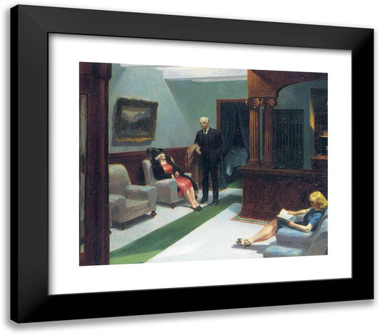 Hotel Lobby 23x20 Black Modern Wood Framed Art Print Poster by Hopper, Edward