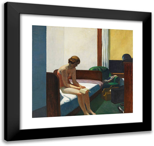 Hotel Room 21x20 Black Modern Wood Framed Art Print Poster by Hopper, Edward