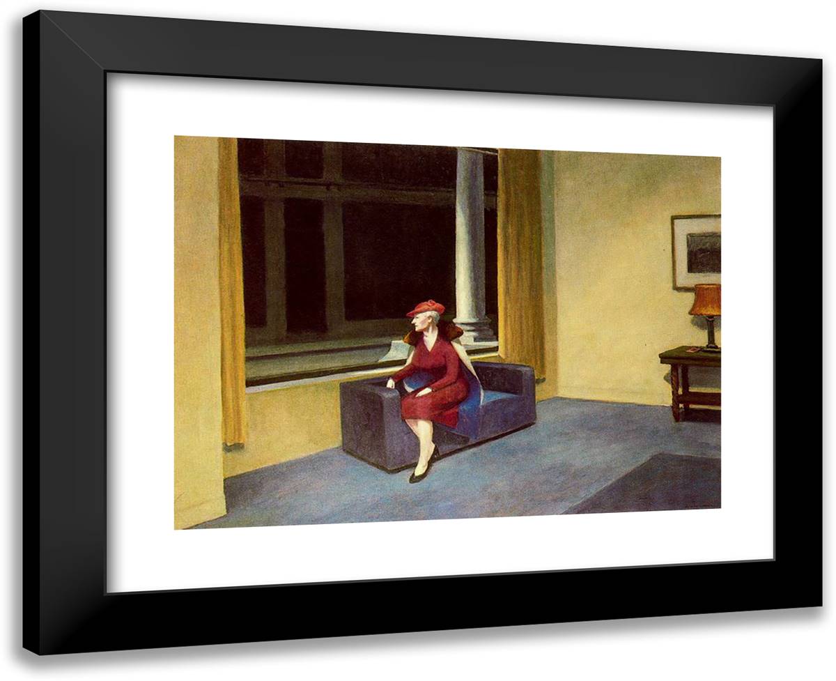 Hotel Window 24x19 Black Modern Wood Framed Art Print Poster by Hopper, Edward