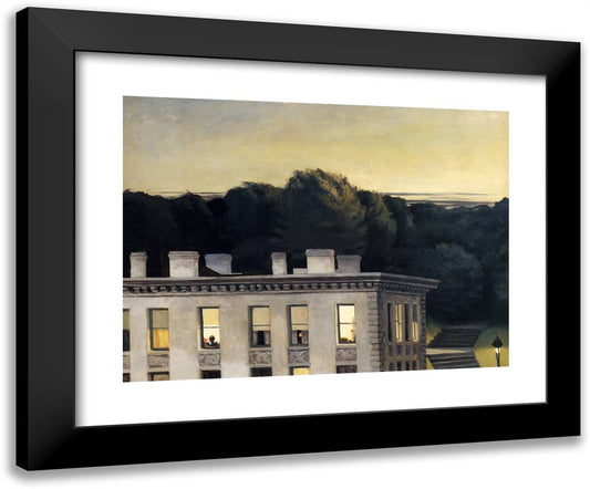 House at Dusk 24x20 Black Modern Wood Framed Art Print Poster by Hopper, Edward