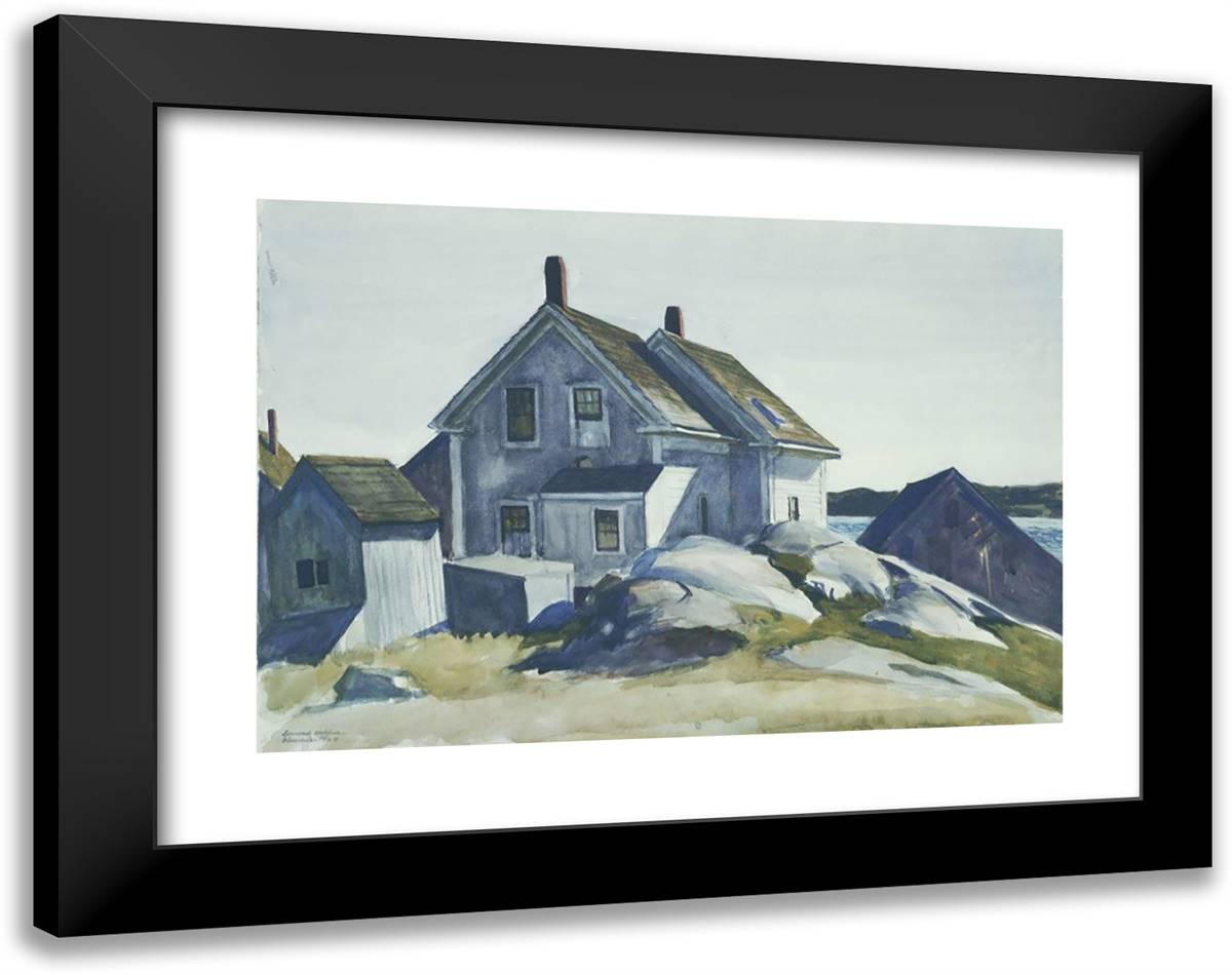 House at the Fort, Gloucester 24x19 Black Modern Wood Framed Art Print Poster by Hopper, Edward