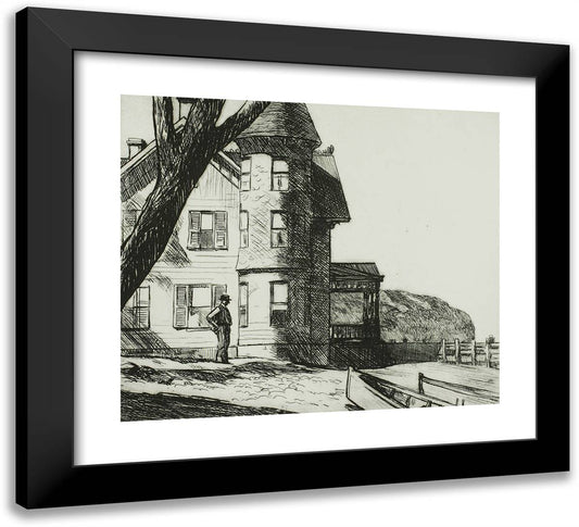 House by a River 22x20 Black Modern Wood Framed Art Print Poster by Hopper, Edward