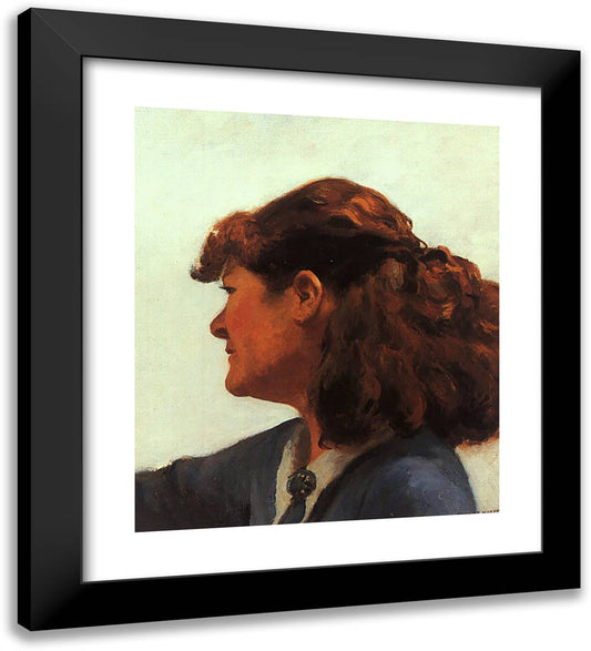 Jo Painting 20x22 Black Modern Wood Framed Art Print Poster by Hopper, Edward