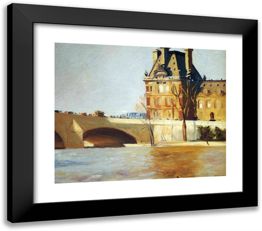 Le Pont Royal  23x20 Black Modern Wood Framed Art Print Poster by Hopper, Edward