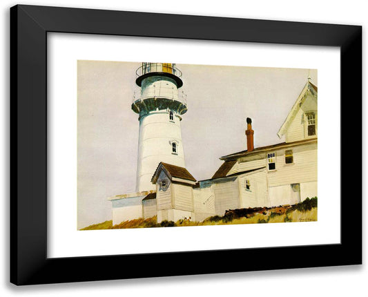 Light at Two Lights 24x19 Black Modern Wood Framed Art Print Poster by Hopper, Edward