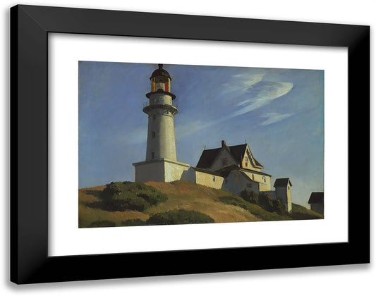 Lighthouse at Two Lights 24x19 Black Modern Wood Framed Art Print Poster by Hopper, Edward