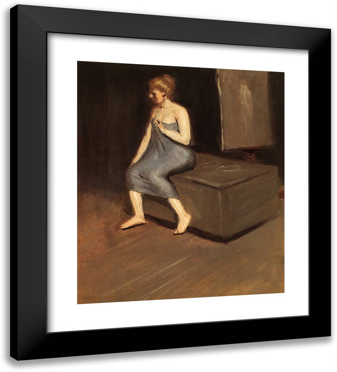 Model Sitting 20x22 Black Modern Wood Framed Art Print Poster by Hopper, Edward