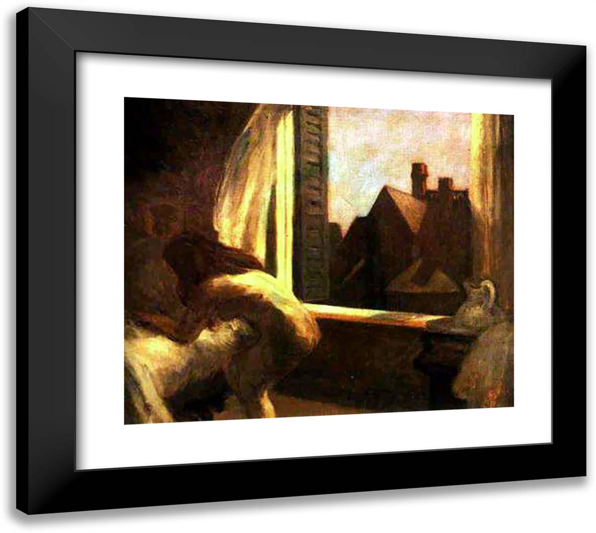 Moonlight Interior 22x20 Black Modern Wood Framed Art Print Poster by Hopper, Edward