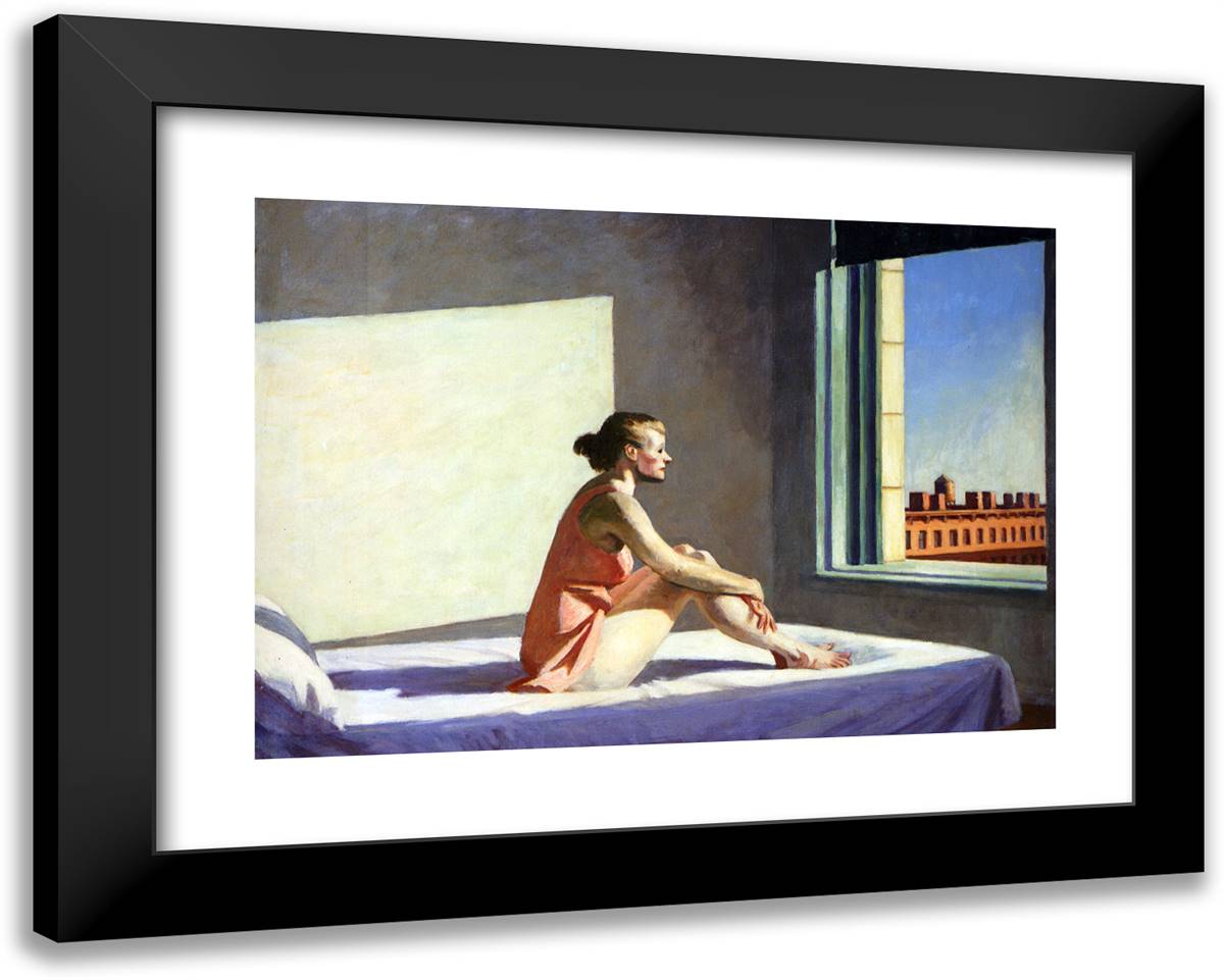 Morning Sun 24x19 Black Modern Wood Framed Art Print Poster by Hopper, Edward