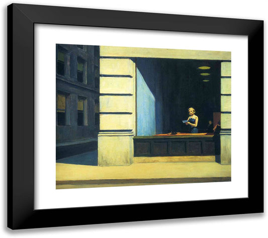 New York Office 22x20 Black Modern Wood Framed Art Print Poster by Hopper, Edward