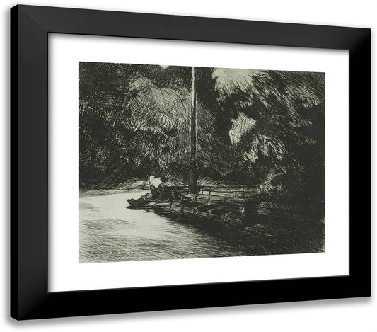 Night in the Park 23x20 Black Modern Wood Framed Art Print Poster by Hopper, Edward