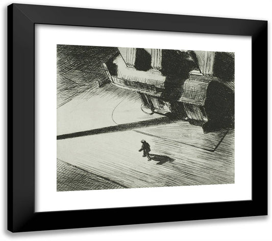 Night Shadows 23x20 Black Modern Wood Framed Art Print Poster by Hopper, Edward