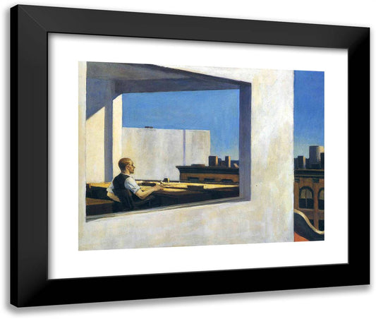 Office in a Small City 24x20 Black Modern Wood Framed Art Print Poster by Hopper, Edward