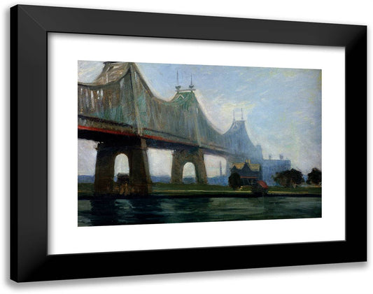 Queensborough-Bridge 24x19 Black Modern Wood Framed Art Print Poster by Hopper, Edward