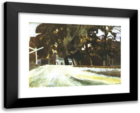 Railroad Crossing II 24x19 Black Modern Wood Framed Art Print Poster by Hopper, Edward