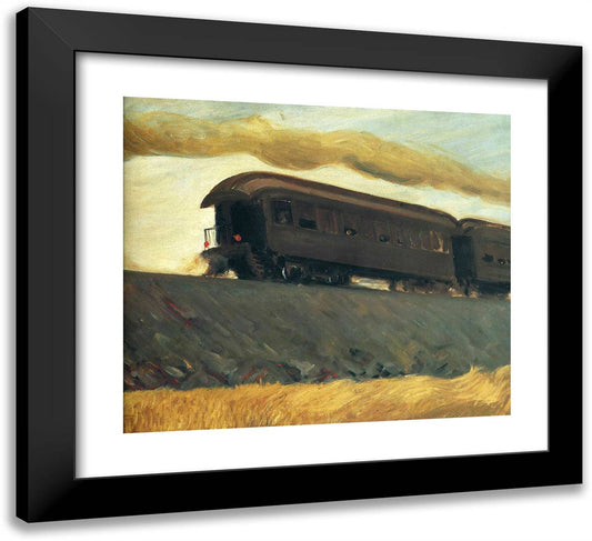 Railroad Train 22x20 Black Modern Wood Framed Art Print Poster by Hopper, Edward