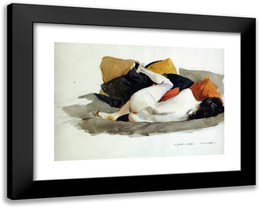 Reclining Nude 24x19 Black Modern Wood Framed Art Print Poster by Hopper, Edward