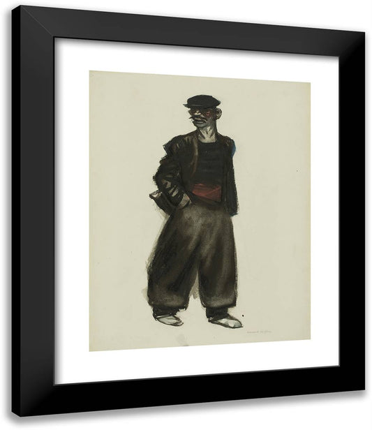 Road-Mender 20x24 Black Modern Wood Framed Art Print Poster by Hopper, Edward