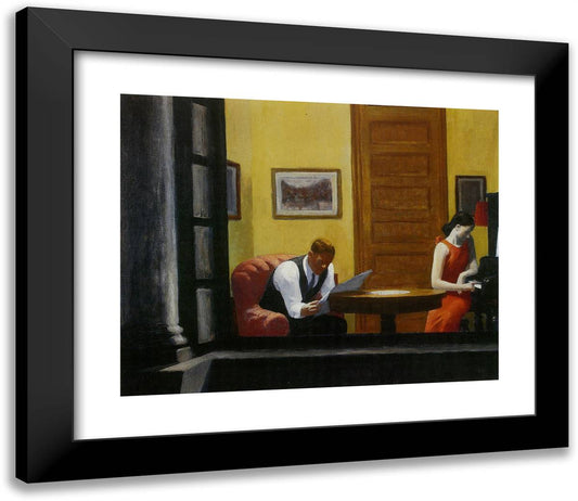 Room in New York 23x20 Black Modern Wood Framed Art Print Poster by Hopper, Edward