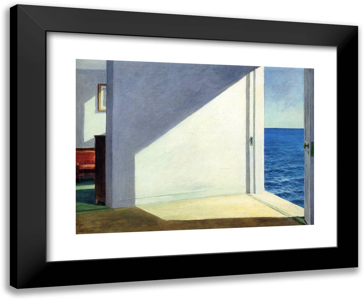 Rooms by the Sea 24x20 Black Modern Wood Framed Art Print Poster by Hopper, Edward