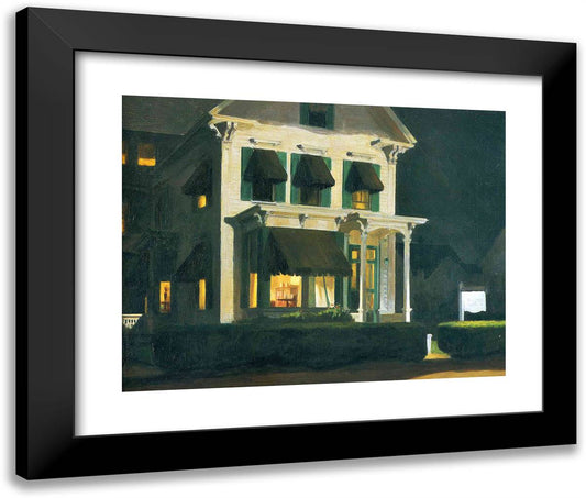 Rooms for Tourists 24x20 Black Modern Wood Framed Art Print Poster by Hopper, Edward