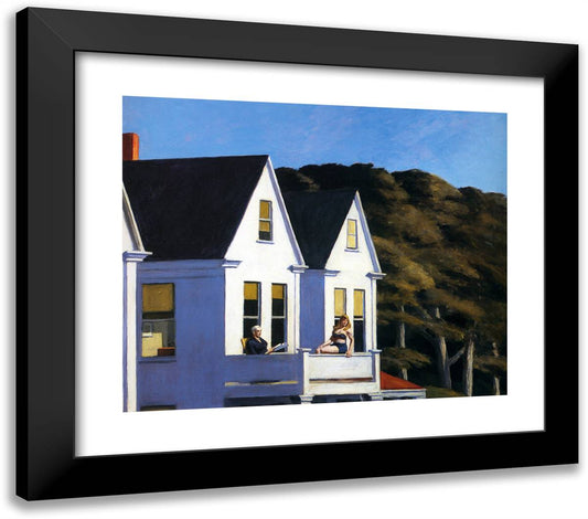 Second Story Sunlight 23x20 Black Modern Wood Framed Art Print Poster by Hopper, Edward