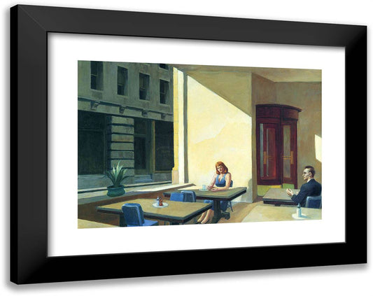 Sunlights in Cafeteria 24x19 Black Modern Wood Framed Art Print Poster by Hopper, Edward