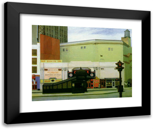 The Circle Theatre 24x20 Black Modern Wood Framed Art Print Poster by Hopper, Edward