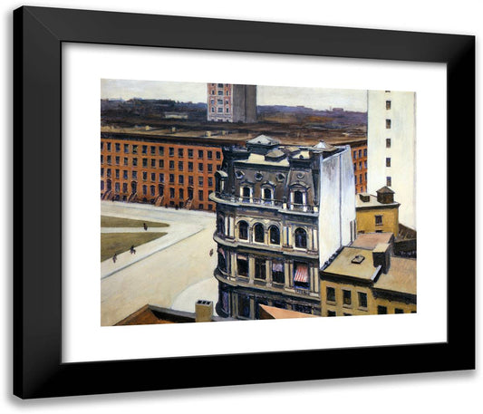 The City 23x20 Black Modern Wood Framed Art Print Poster by Hopper, Edward