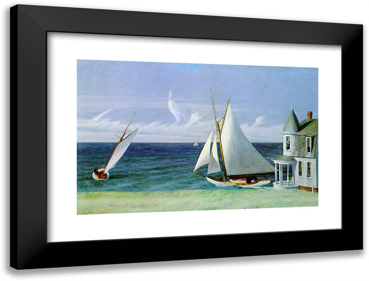 The Lee Shore 24x18 Black Modern Wood Framed Art Print Poster by Hopper, Edward