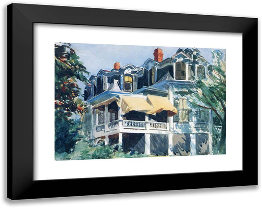 The Mansard Roof 24x19 Black Modern Wood Framed Art Print Poster by Hopper, Edward