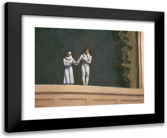 Two Comedians 24x20 Black Modern Wood Framed Art Print Poster by Hopper, Edward