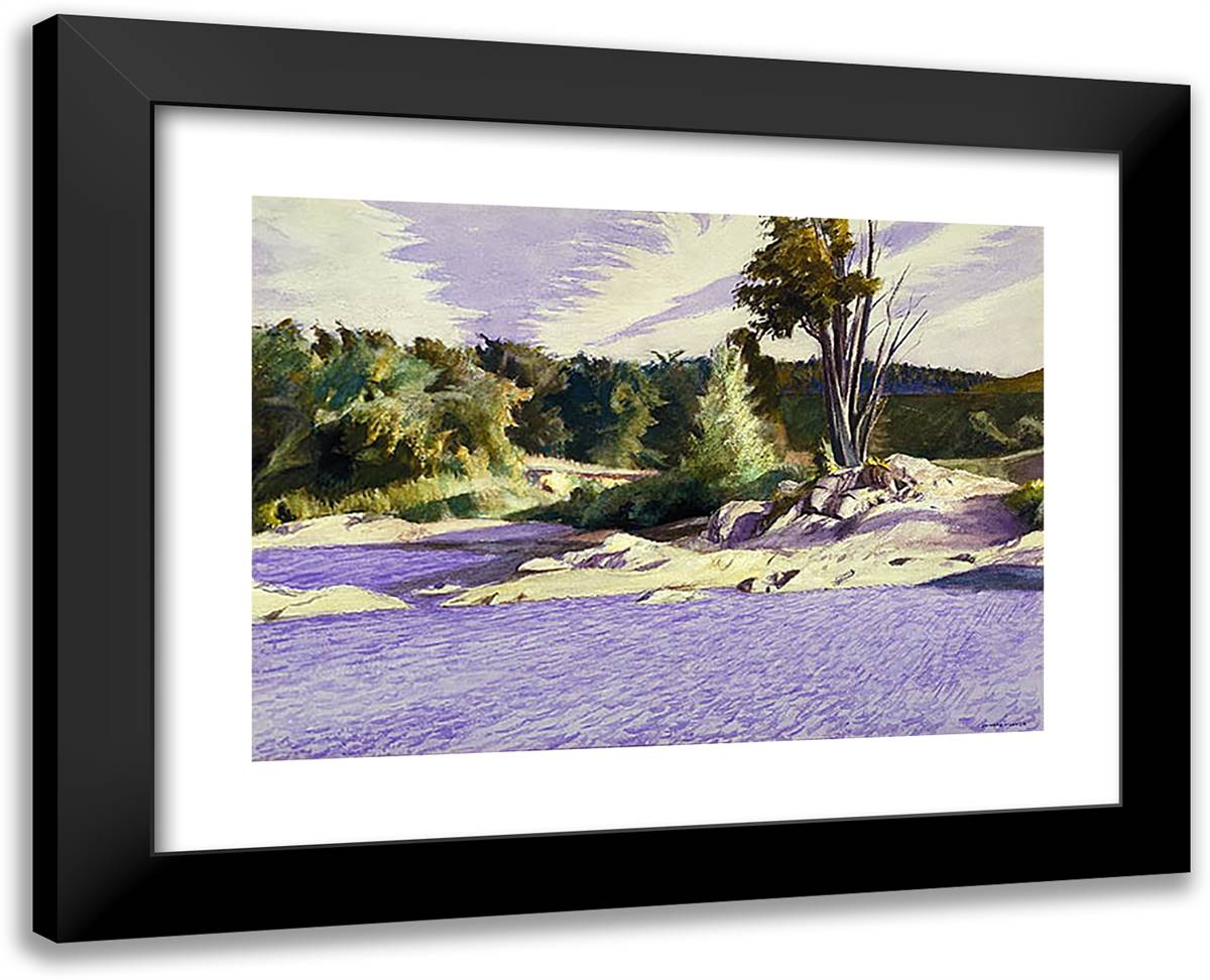 White River at Sharon 24x19 Black Modern Wood Framed Art Print Poster by Hopper, Edward