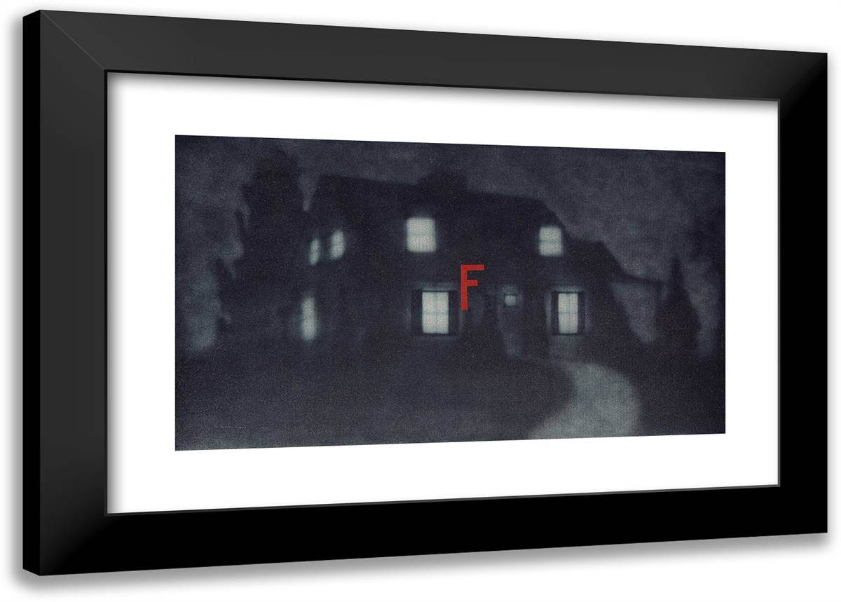 F House 24x17 Black Modern Wood Framed Art Print Poster by Ruscha, Edward