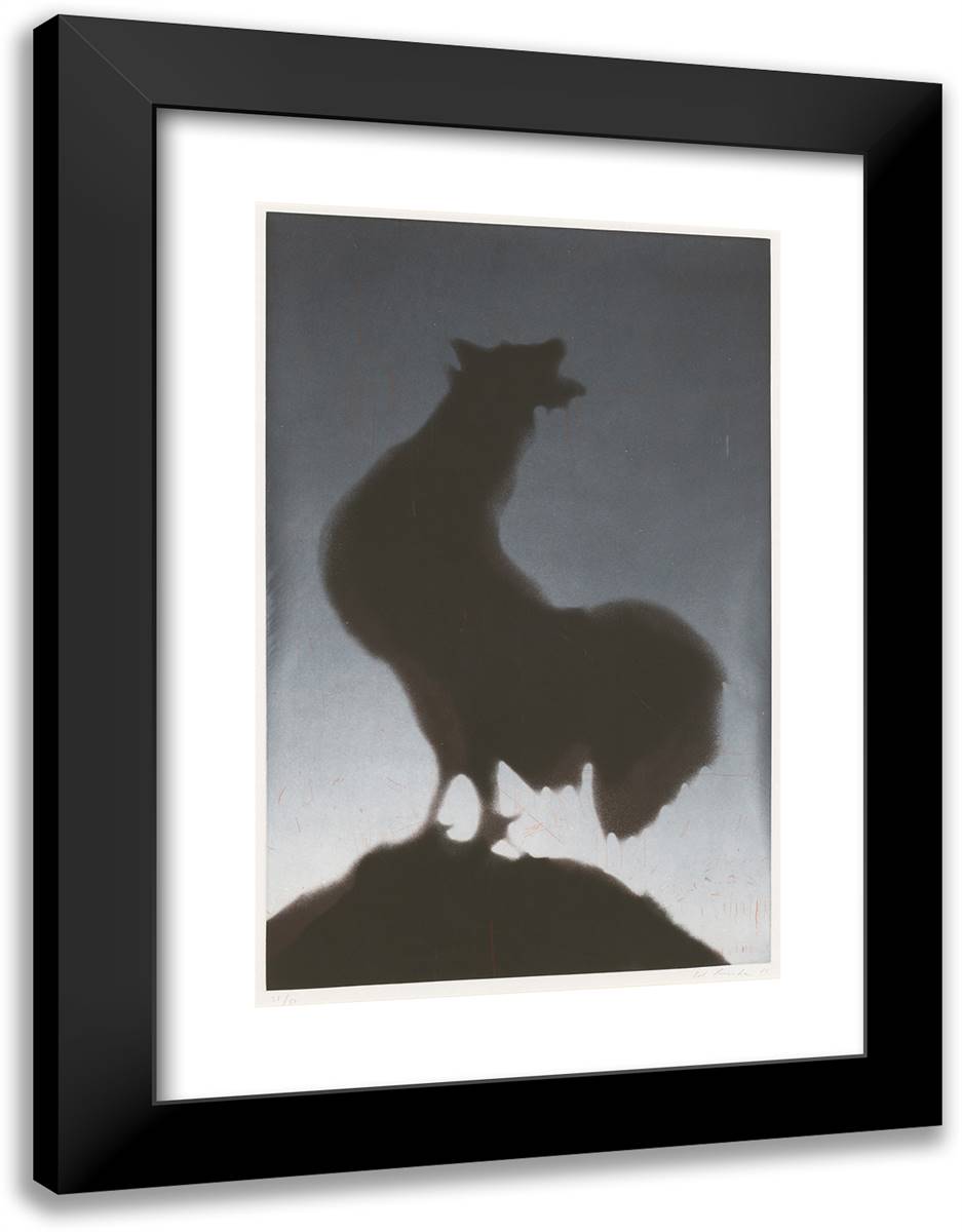 Rooster 18x24 Black Modern Wood Framed Art Print Poster by Ruscha, Edward