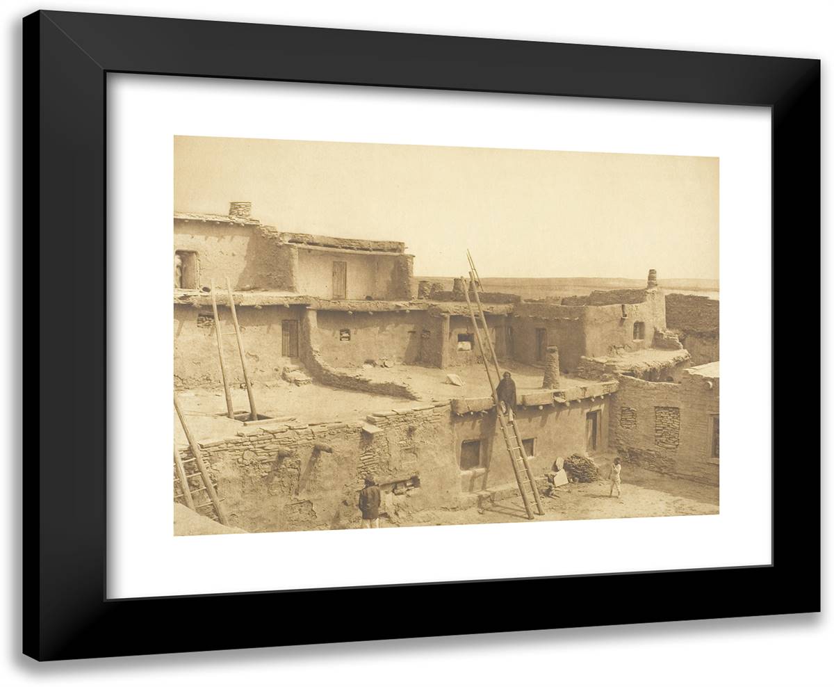 A Corner of Zuni 24x20 Black Modern Wood Framed Art Print Poster by Curtis, Edward S.
