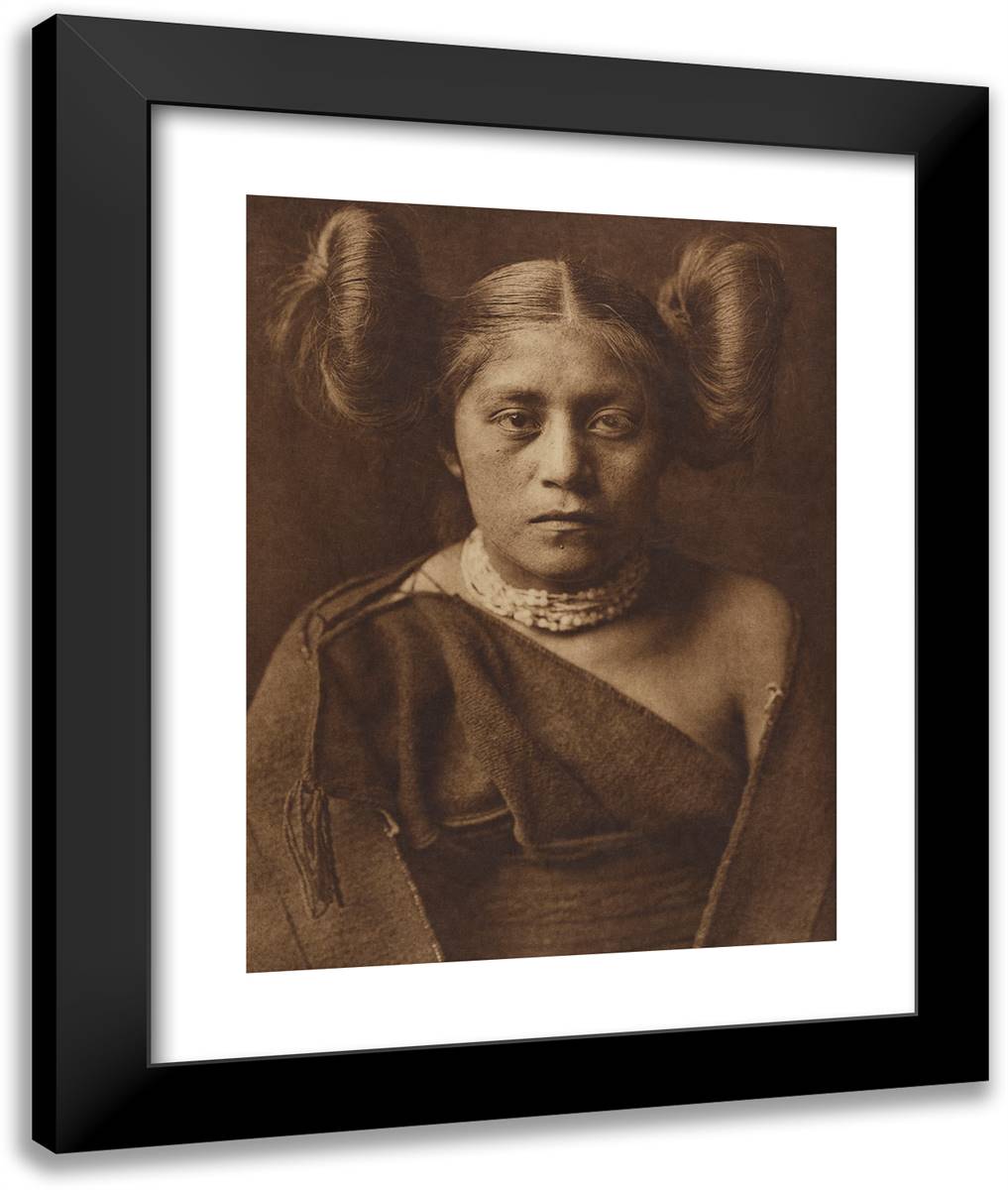 A Tewa Girl 20x24 Black Modern Wood Framed Art Print Poster by Curtis, Edward S.