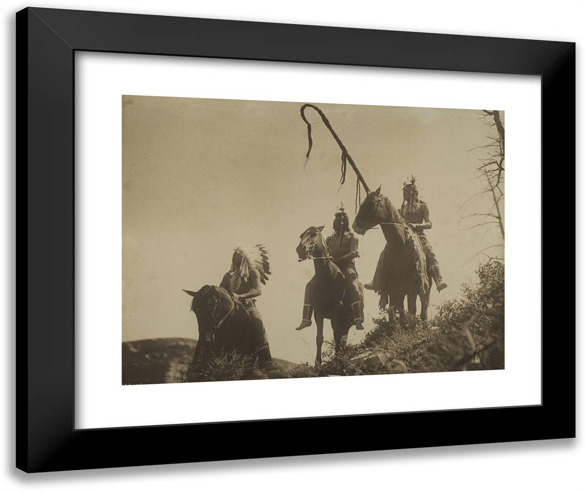 Apsaroke War Group 24x20 Black Modern Wood Framed Art Print Poster by Curtis, Edward S.