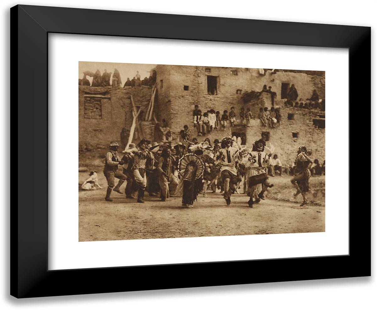 Buffalo Dance at Hano 24x20 Black Modern Wood Framed Art Print Poster by Curtis, Edward S.
