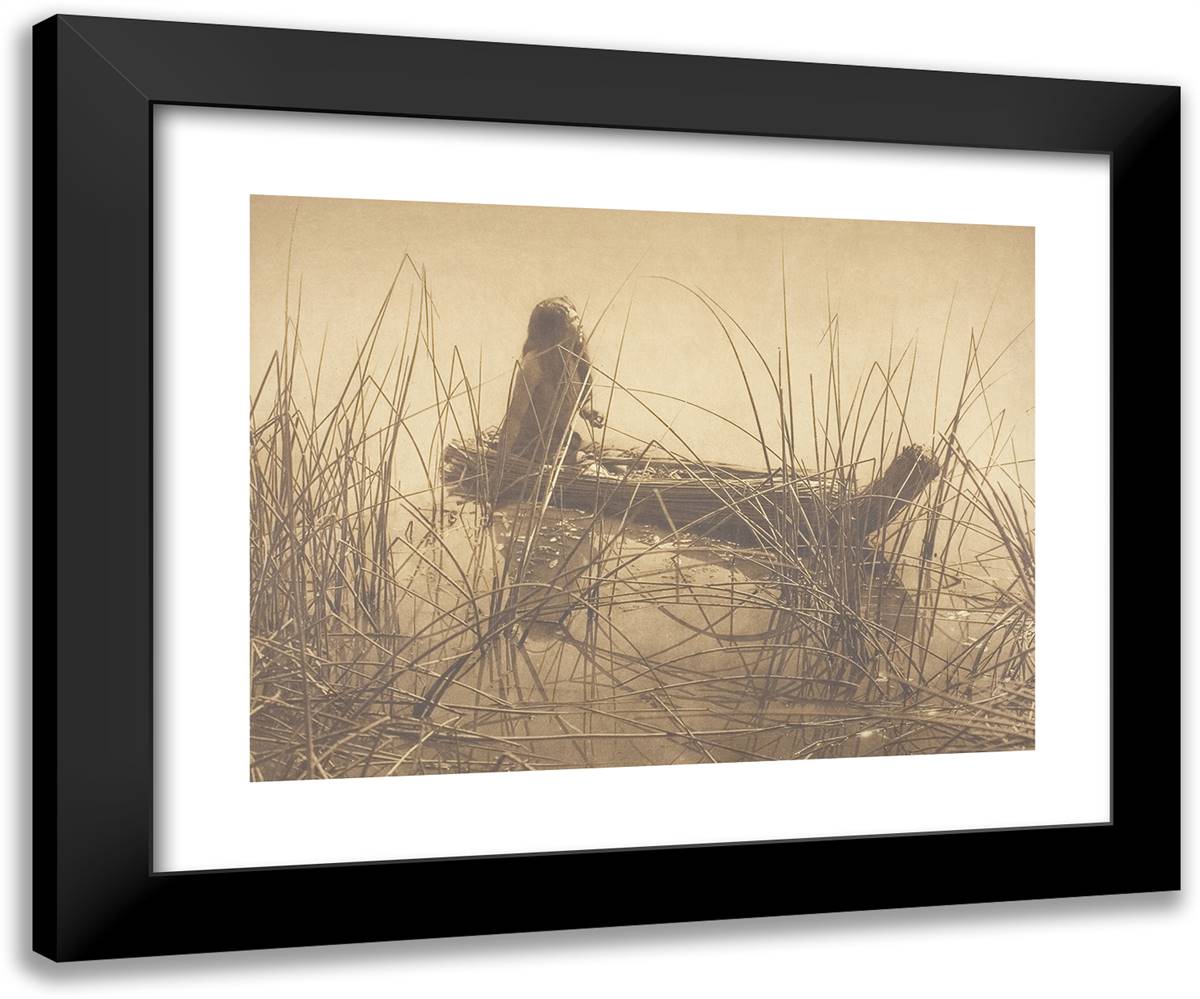 Canoe of Tules-Pomo 24x20 Black Modern Wood Framed Art Print Poster by Curtis, Edward S.