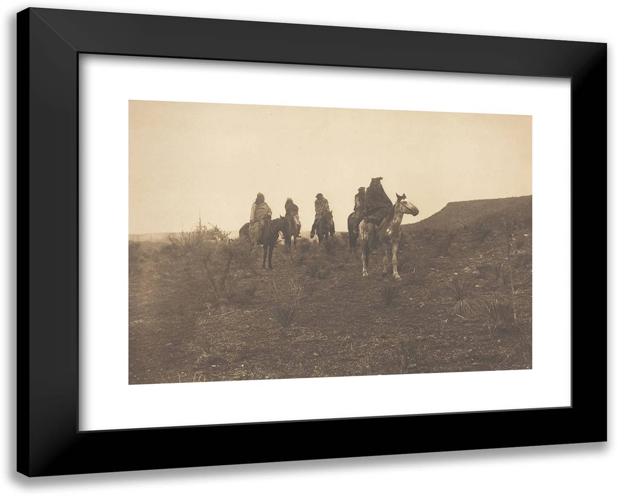 Desert Rovers - Apache 24x19 Black Modern Wood Framed Art Print Poster by Curtis, Edward S.