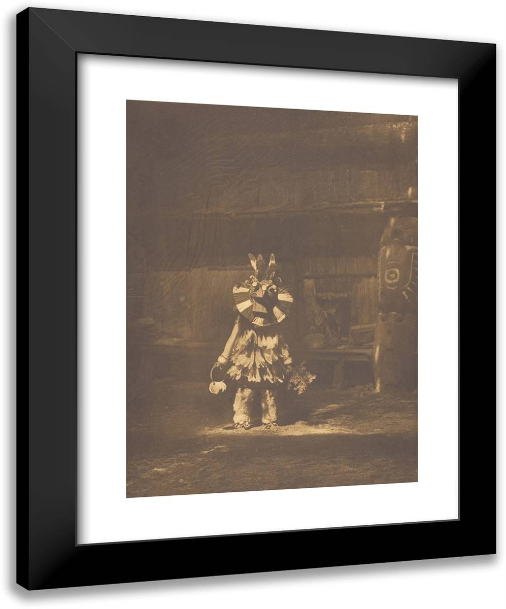 Masked Dancer - Cowichan 19x24 Black Modern Wood Framed Art Print Poster by Curtis, Edward S.
