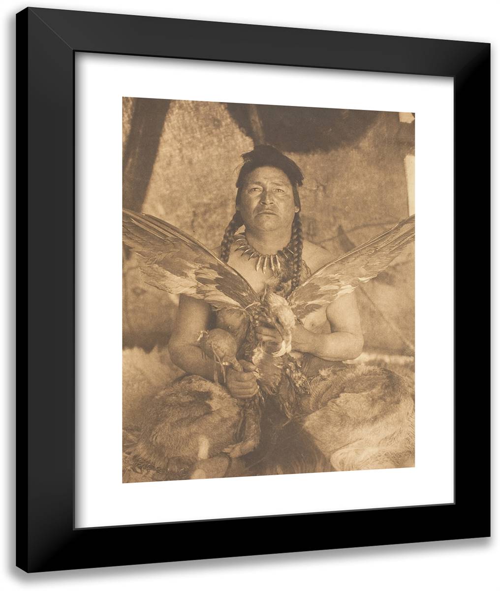 Placating the Spirit of a Slain Eagle-Assiniboin 20x24 Black Modern Wood Framed Art Print Poster by Curtis, Edward S.