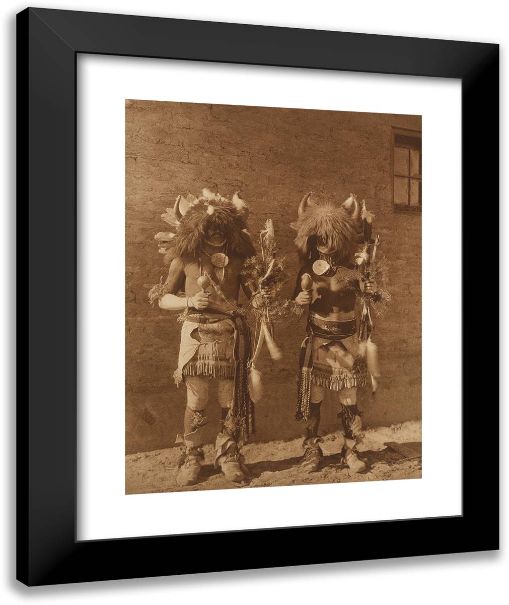 Tesuque Buffalo Dancers 20x24 Black Modern Wood Framed Art Print Poster by Curtis, Edward S.